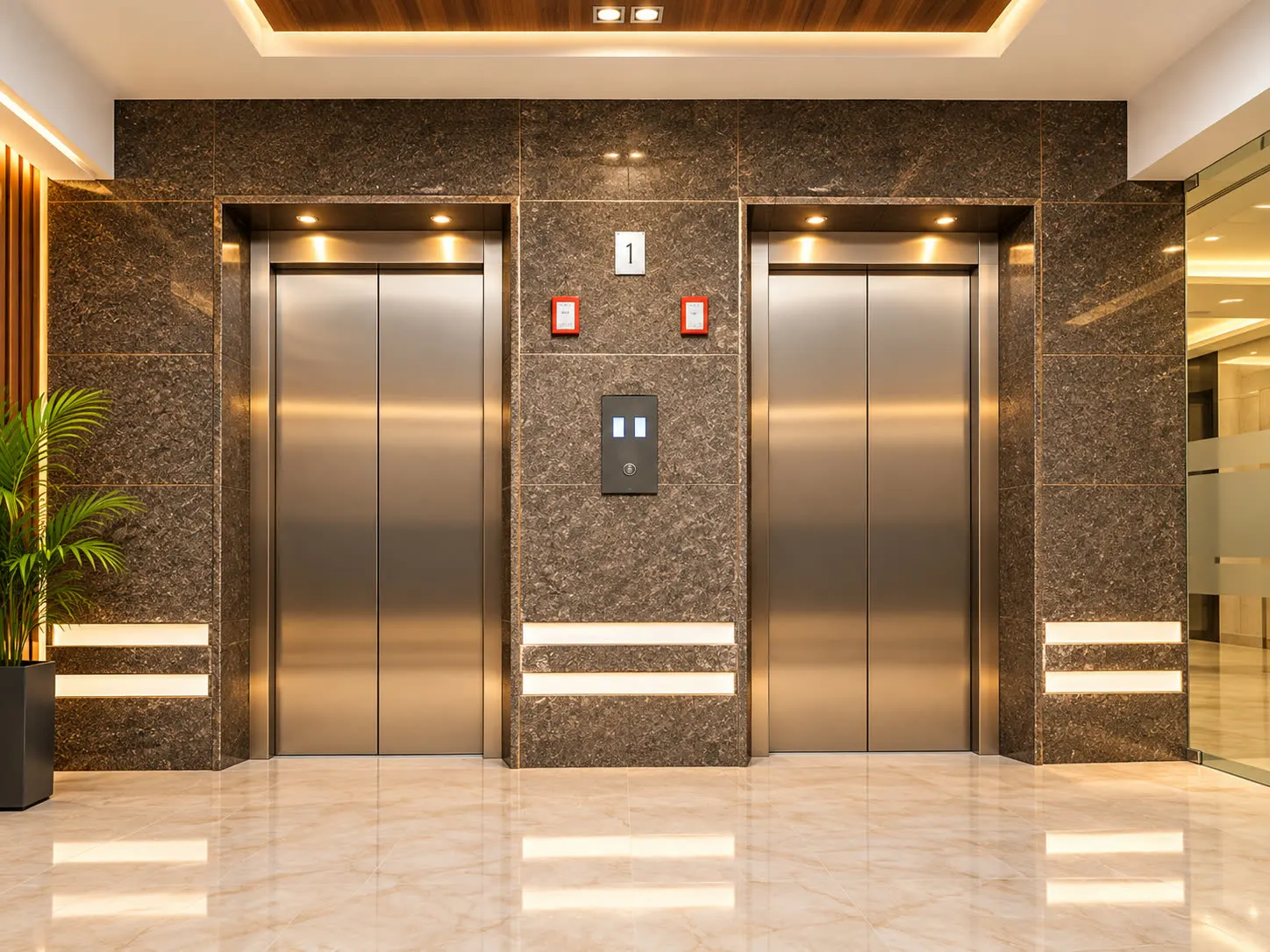 Passenger lifts for an apartment or commercial lobby