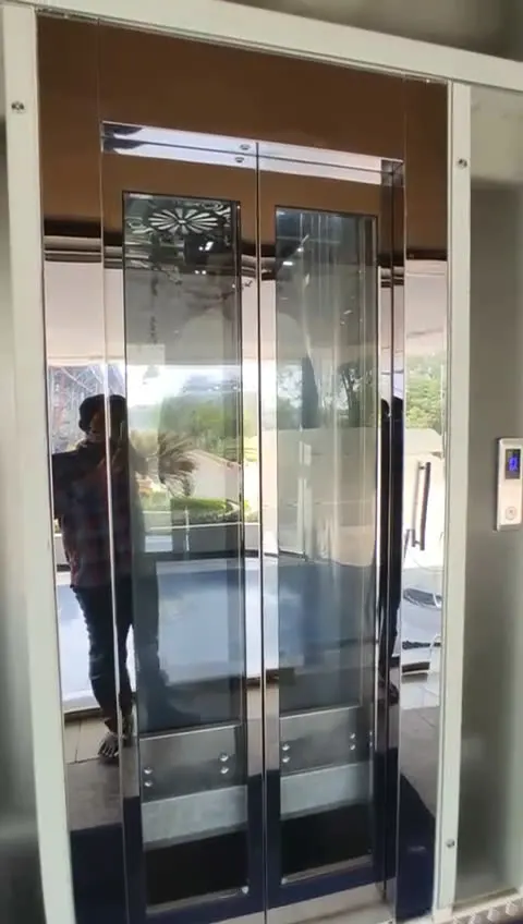Mirror-finish home lift installed by Oriental Lift